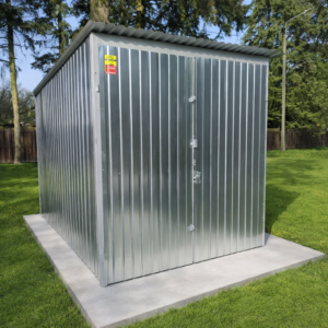 Garaż blaszany 2x3- blacha ocynkowana, spad dachu na tył, drzwi dwuskrzydłowe